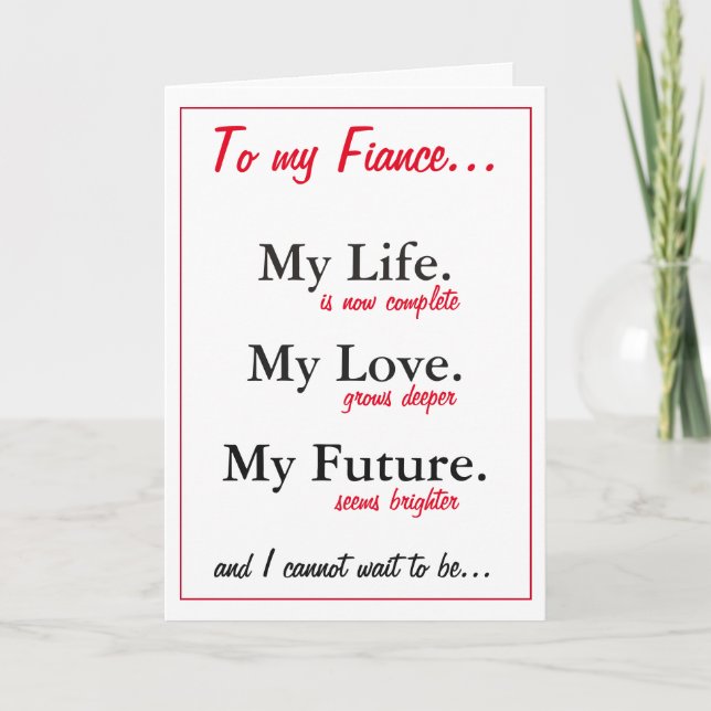 Carte d'anniversaire de fiancé. amour. carte (Devant)