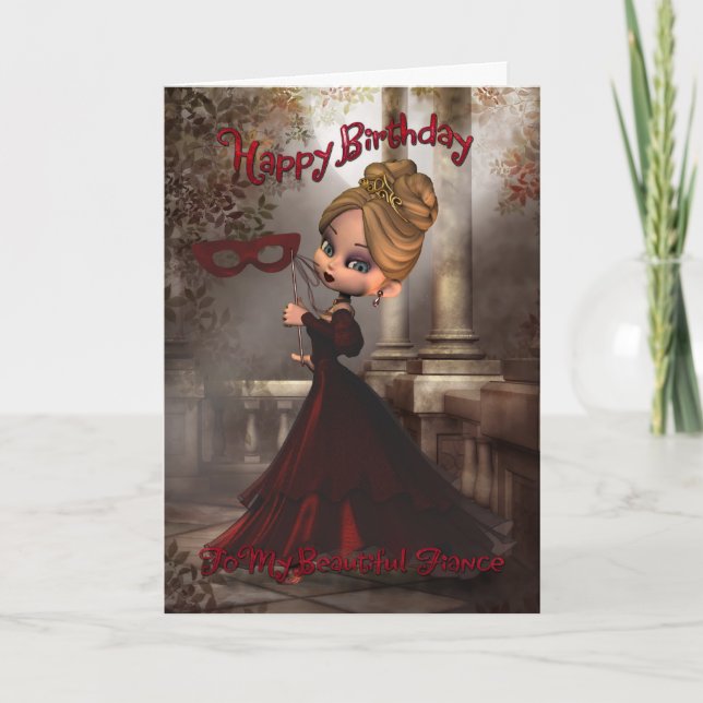 Carte d'anniversaire de fiancé avec le masque de (Devant)