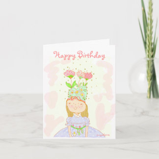 Carte d'anniversaire de fille aux fleurs