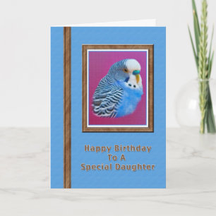 Carte d'anniversaire de fille avec perruque bleue