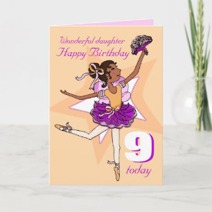 Carte d'anniversaire de fille ballerine pêche viol