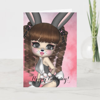 Carte d'anniversaire de fille de lapin