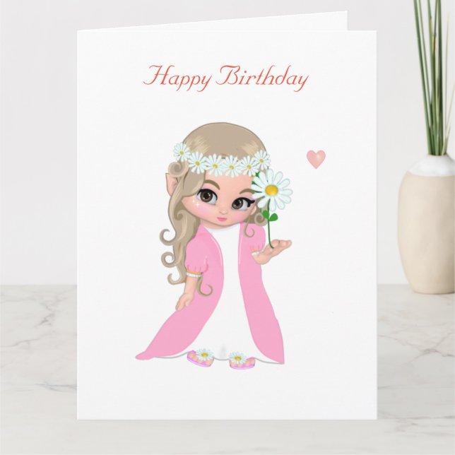 Carte d'anniversaire de fille fée mignonne (Devant)