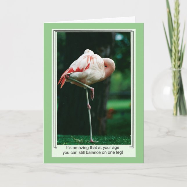 Carte d'anniversaire de Flamant rose amusant (Devant)