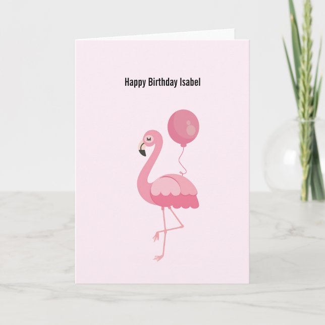 Carte d'anniversaire de Flamant rose rose mignonne (Devant)