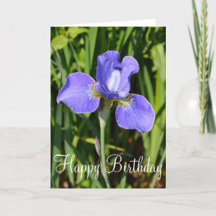 Carte d'anniversaire de fleur d'iris violet