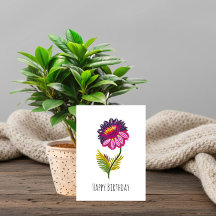 Carte d'anniversaire de fleur isolée