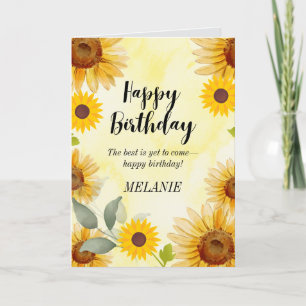 Carte d'anniversaire de fleurs de tournesol