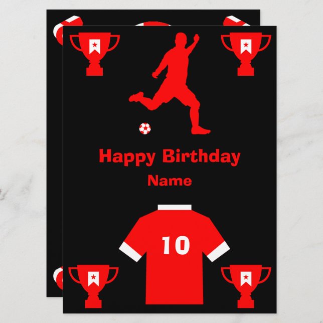 Carte d'anniversaire de football (Devant / Derrière)