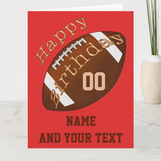 Carte d'anniversaire de football avec NOM, NUMÉRO, (Devant)