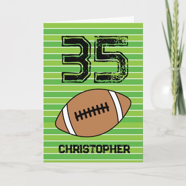 Carte d'anniversaire de football vert 35e (Devant)