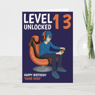 Carte d'anniversaire de gamer Garçon déverrouillé 