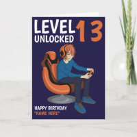 Carte d'anniversaire de gamer Garçon déverrouillé
