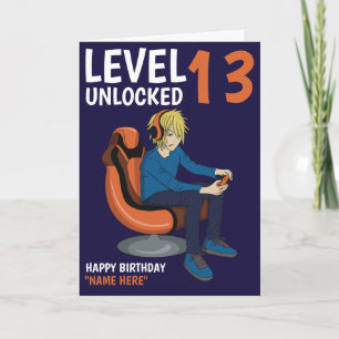 Carte d'anniversaire de gamer Garçon déverrouillé
