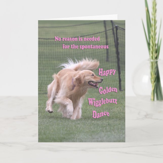 Carte d'anniversaire de golden retriever 'Dance (Devant)