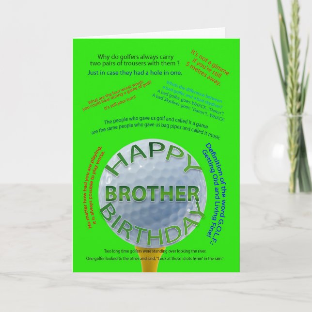 Carte d'anniversaire de Golf Jokes pour frère (Devant)
