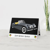 Carte d'anniversaire de grand-père de voiture clas