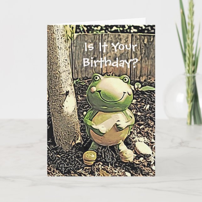 Carte d'anniversaire de grenouille et d'arbre (Devant)