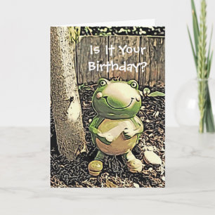 Carte d'anniversaire de grenouille et d'arbre