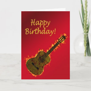 Carte d'anniversaire de guitare flamboyante