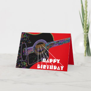 Carte d'anniversaire de guitare psychédélique