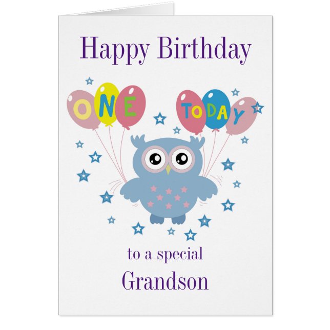 Carte d'anniversaire de hibou pour grands-parents (Devant)