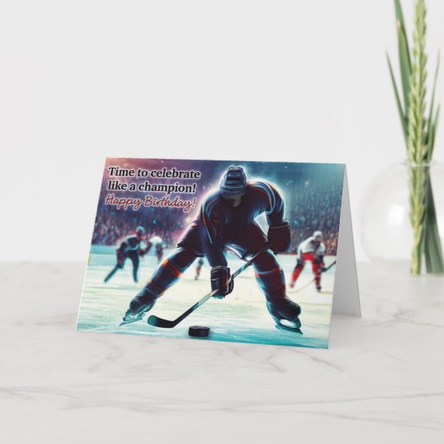 Carte d'anniversaire de hockey sur glace (Devant)