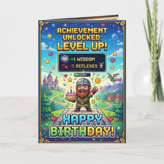 Carte d'anniversaire de jeu pixelisé Niveau supéri