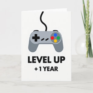 Carte d'anniversaire de jeu vidéo Level Up