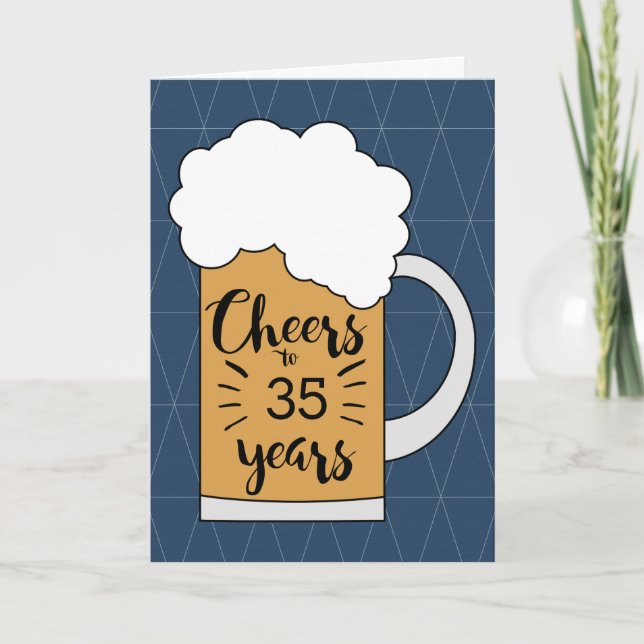 Carte d'anniversaire de la bière bleue à 35 ans (Devant)