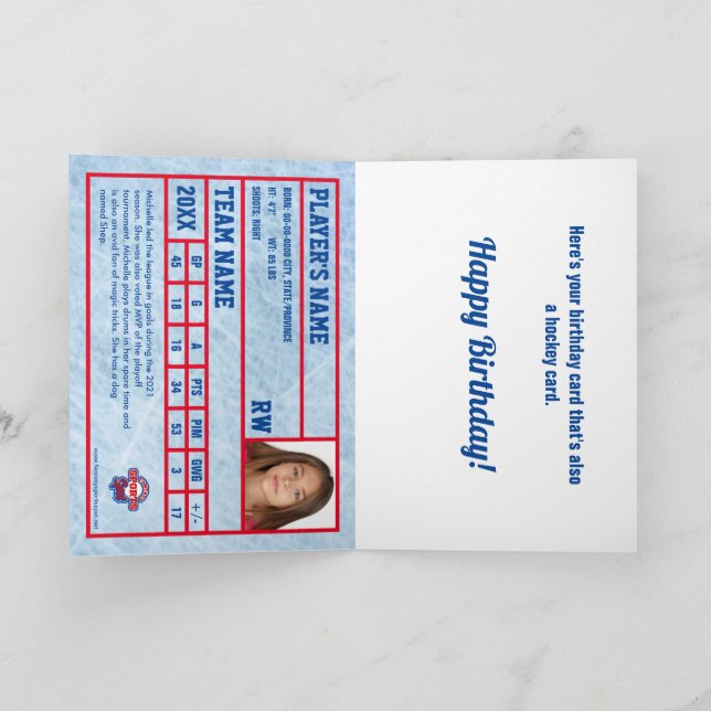 Carte d'anniversaire de la carte de hockey avec st (Intérieur)