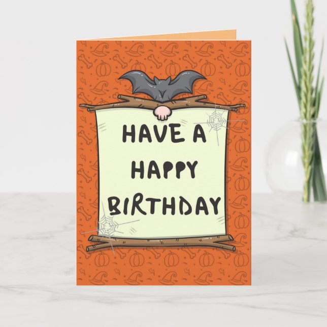 Carte d'anniversaire de la chauve-souris de dessin (Devant)