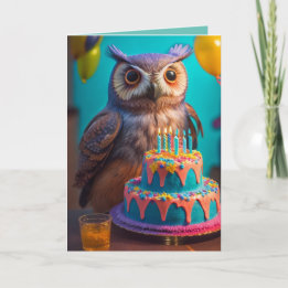 Carte d'anniversaire de la Chouette colorée