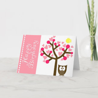 Carte d'anniversaire de la Chouette en fleurs de c