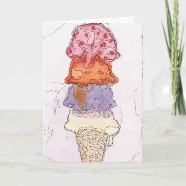 Carte d'anniversaire de la Crème de glace Cone (Devant)