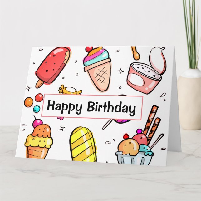 Carte d'anniversaire de la crème glacée (Devant)