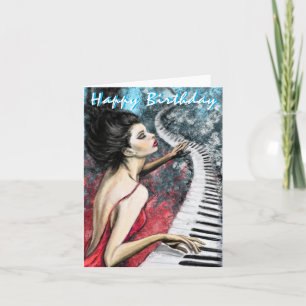 Carte d'anniversaire de la Dame de Piano Romantiqu