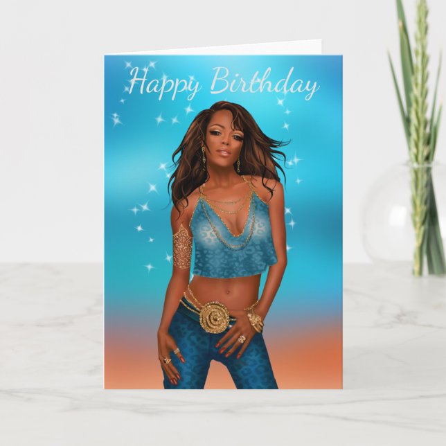 Carte d'anniversaire de la femme africaine américa (Devant)