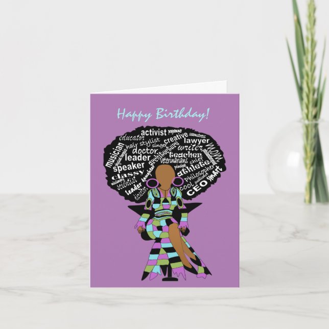 Carte d'anniversaire de la femme africaine américa (Devant)