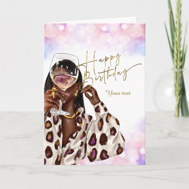 Carte d'anniversaire de la femme afro-américaine (Devant)