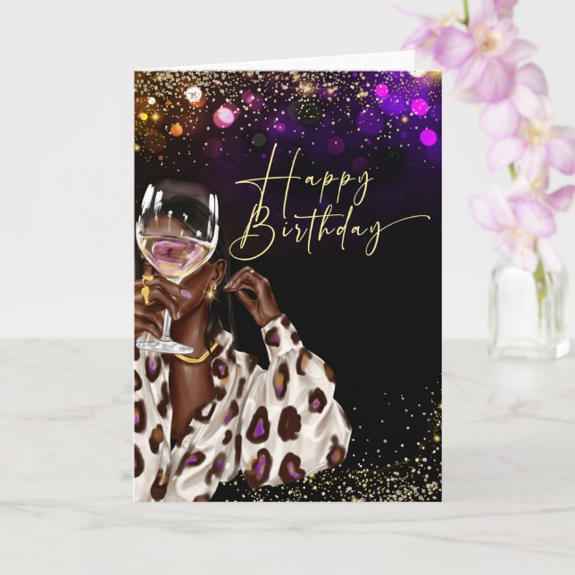 Carte d'anniversaire de la femme afro-américaine (Orchidée)