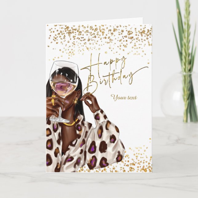 Carte d'anniversaire de la femme afro-américaine (Devant)