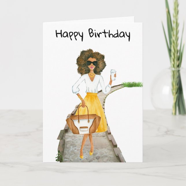 Carte d'anniversaire de la femme d'Afro-américain (Devant)
