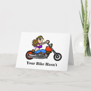 Carte d'anniversaire de la femme en moto