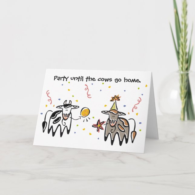 Carte d'anniversaire de la fête de la vache (Devant)