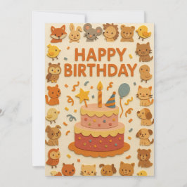 Carte d'anniversaire de la fête des animaux