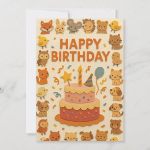 Carte d'anniversaire de la fête des animaux