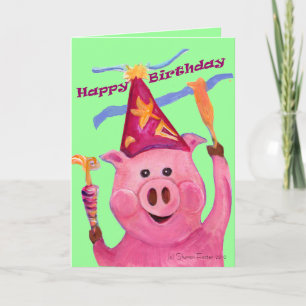 Carte d'anniversaire de la fête du cochon