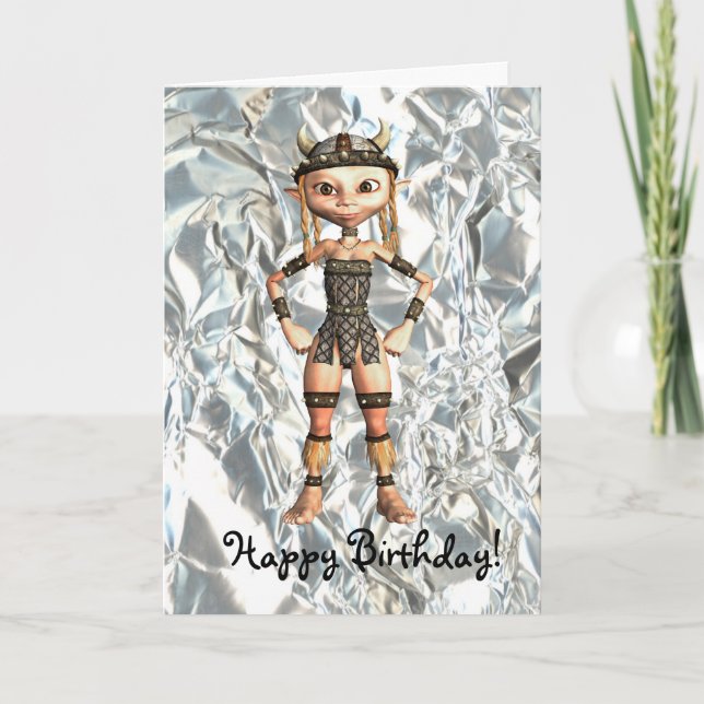 Carte d'anniversaire de la fille guerrière celtiqu (Devant)