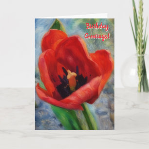 Carte d'anniversaire de la Fleur de Tulipe Rouge